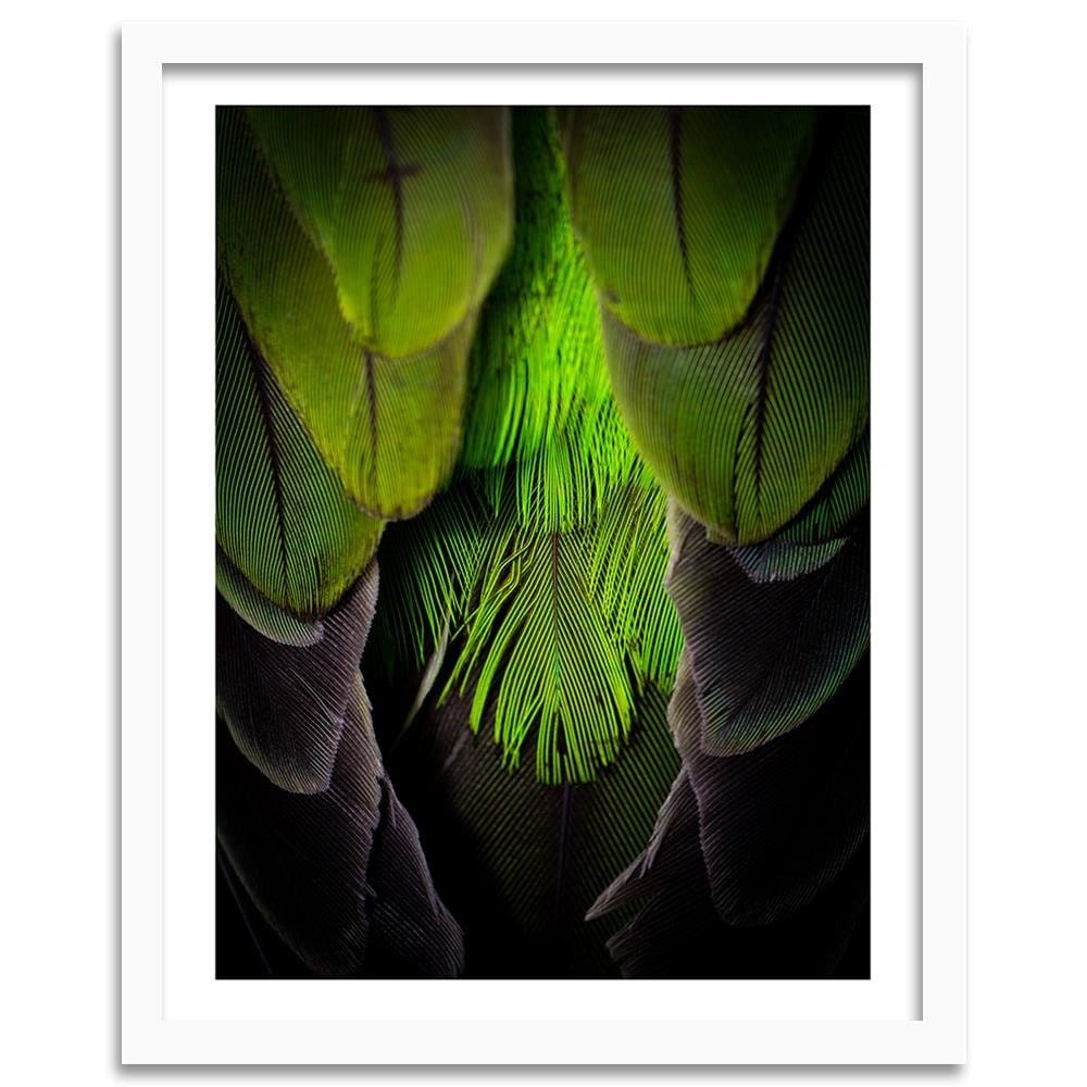 Glezna baltā rāmī - Green Feathers  Home Trends DECO