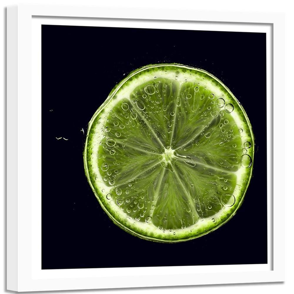 Glezna baltā rāmī - Green Lemon Slice 2 Home Trends DECO
