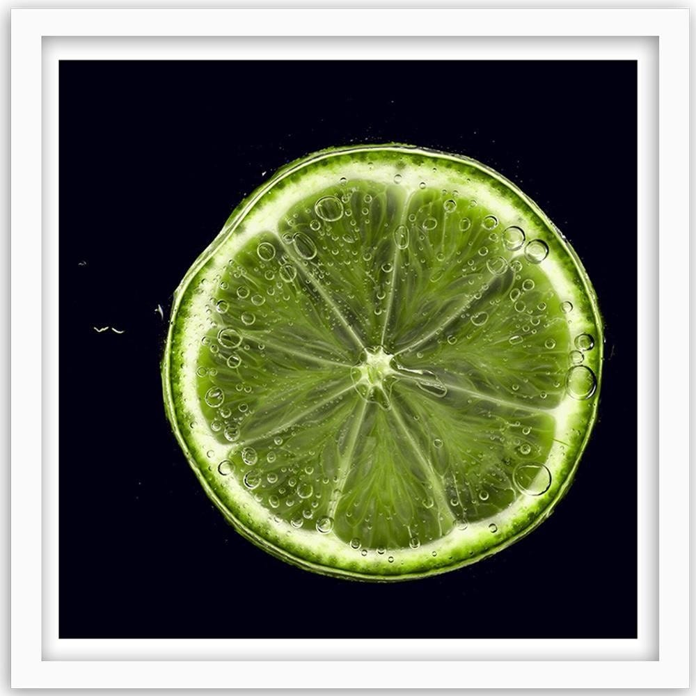Glezna baltā rāmī - Green Lemon Slice 2 Home Trends DECO