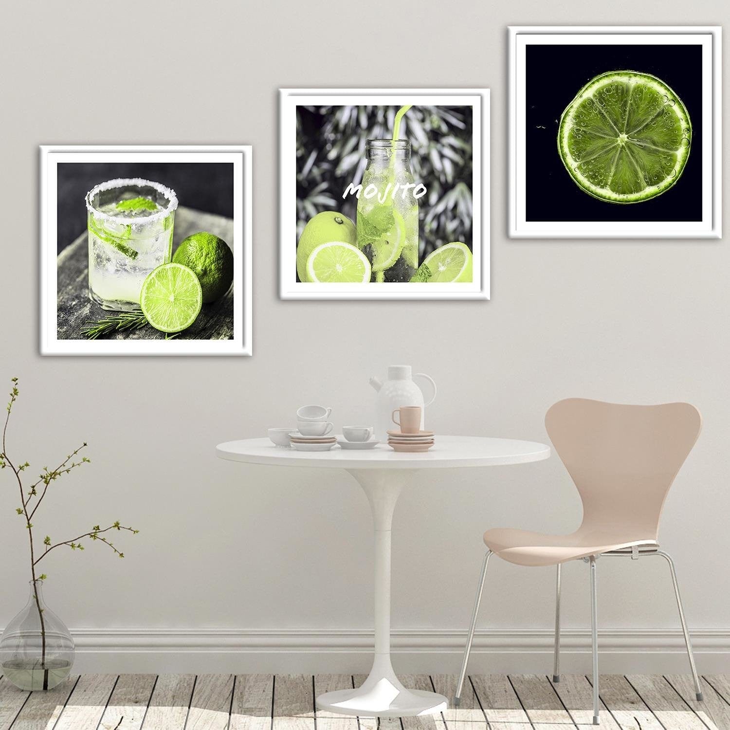 Glezna baltā rāmī - Green Lemon Slice 2 Home Trends DECO