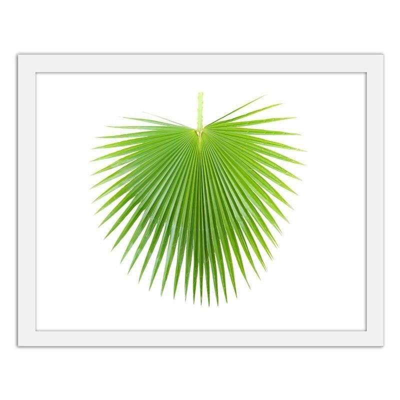 Glezna baltā rāmī - Green palm leaf Home Trends DECO