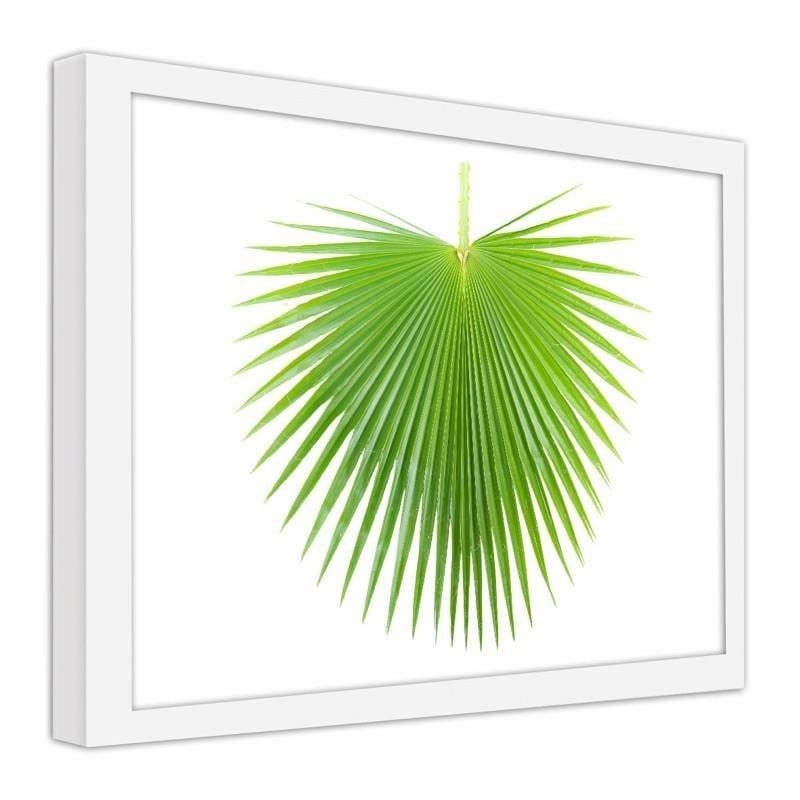 Glezna baltā rāmī - Green palm leaf Home Trends DECO