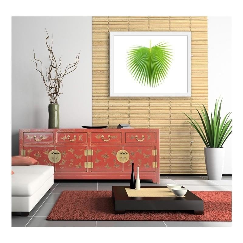 Glezna baltā rāmī - Green palm leaf Home Trends DECO
