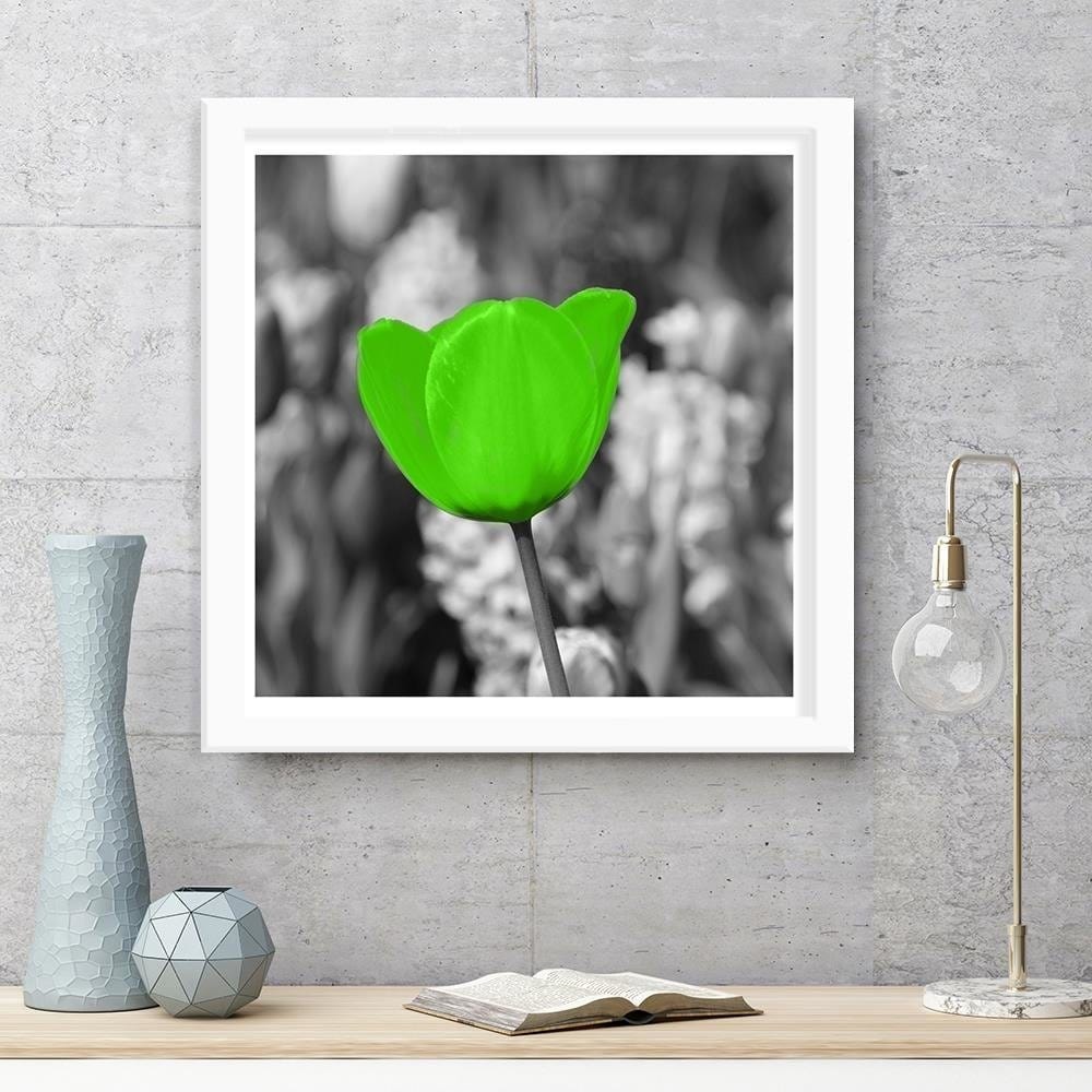 Glezna baltā rāmī - Green Poppy Meadow Home Trends DECO