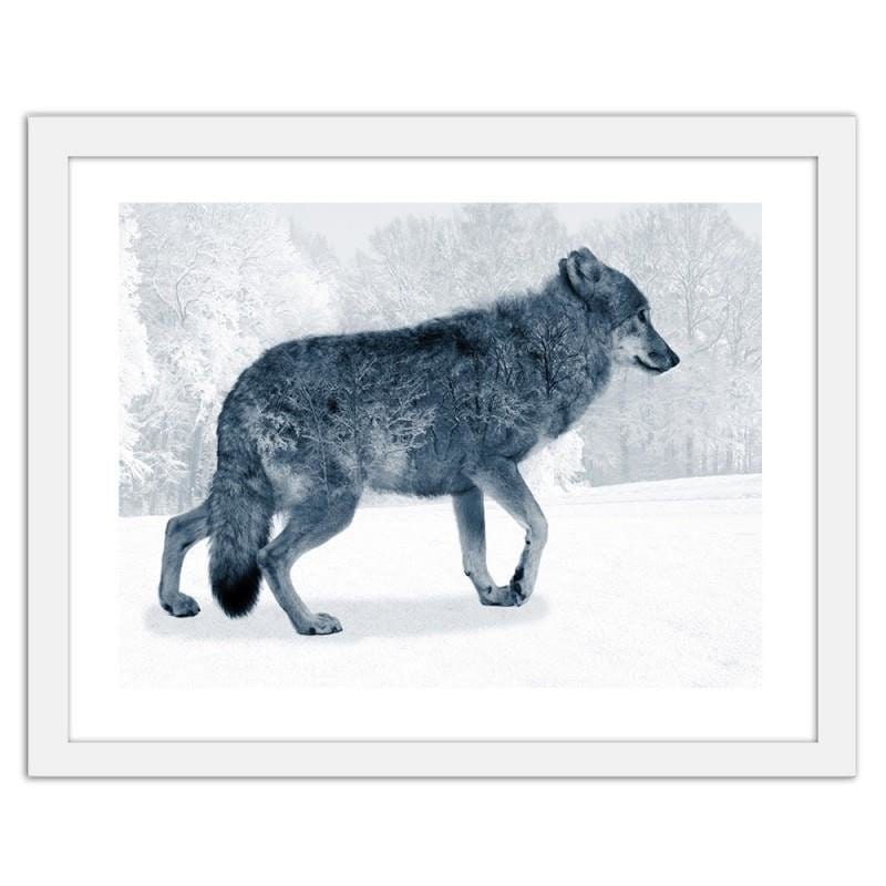 Glezna baltā rāmī - Grey wolf Home Trends DECO