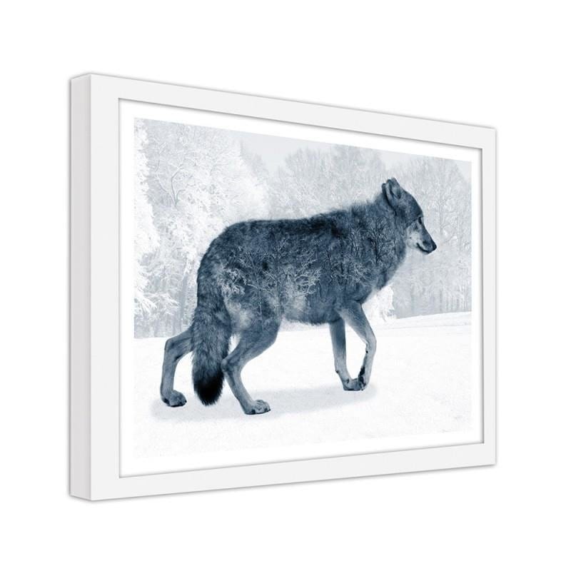 Glezna baltā rāmī - Grey wolf Home Trends DECO
