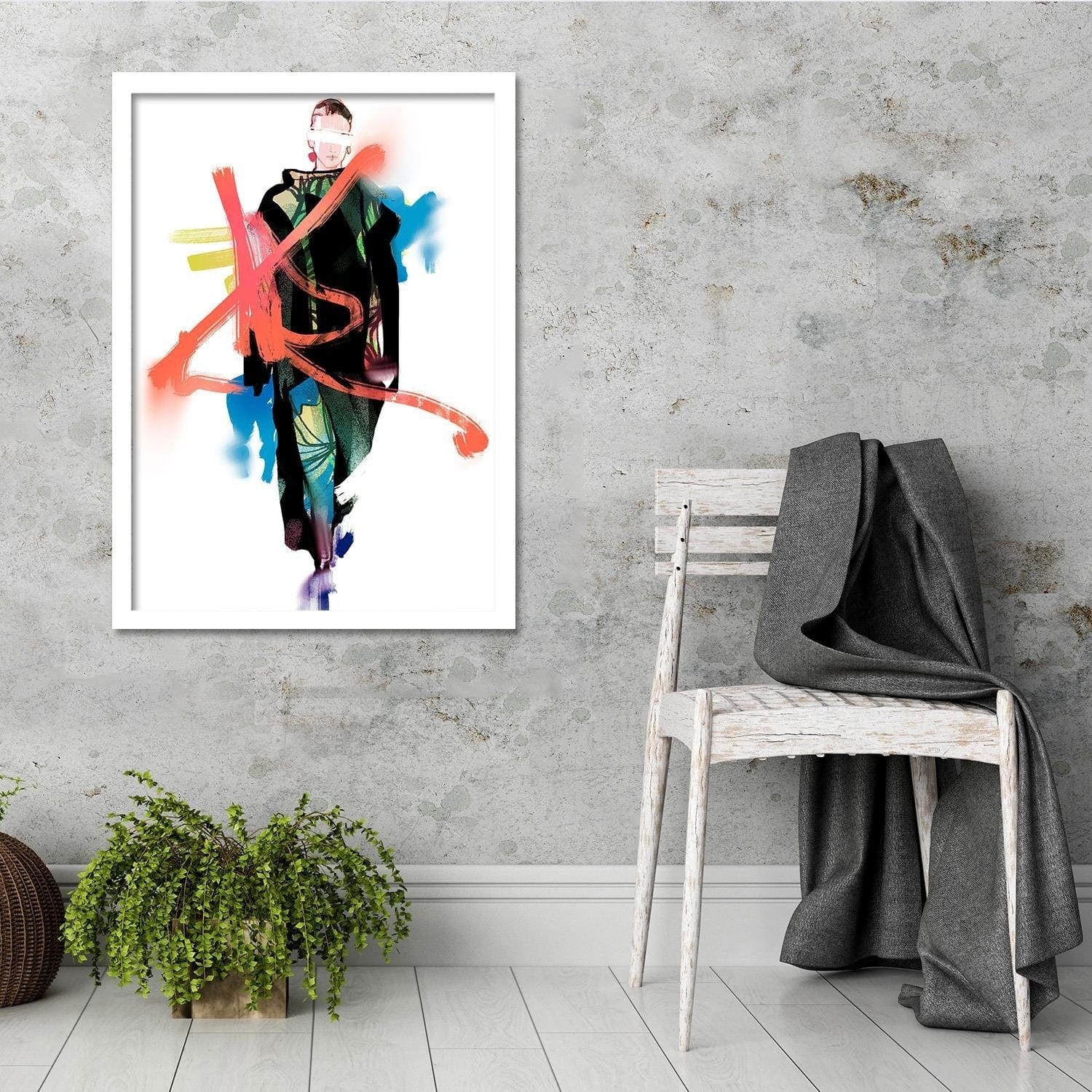 Glezna baltā rāmī - Grunge Art Home Trends DECO