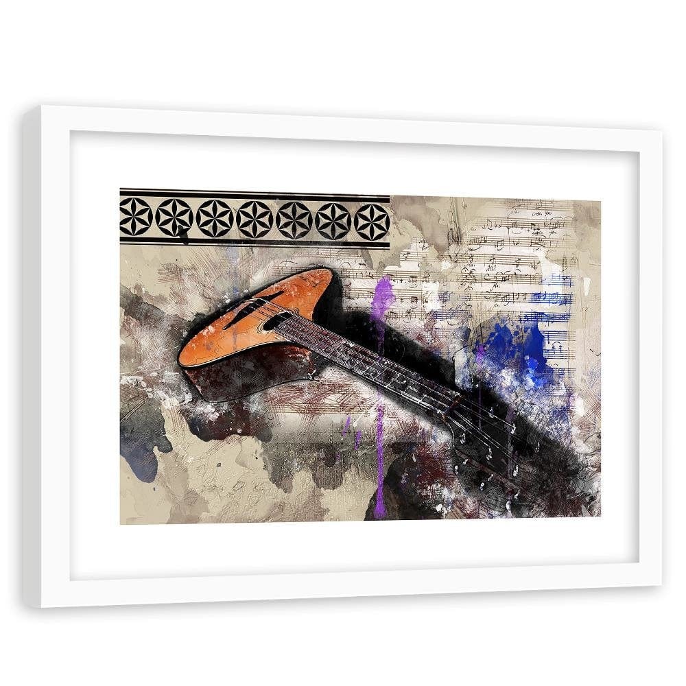 Glezna baltā rāmī - Guitar Abstraction Home Trends DECO