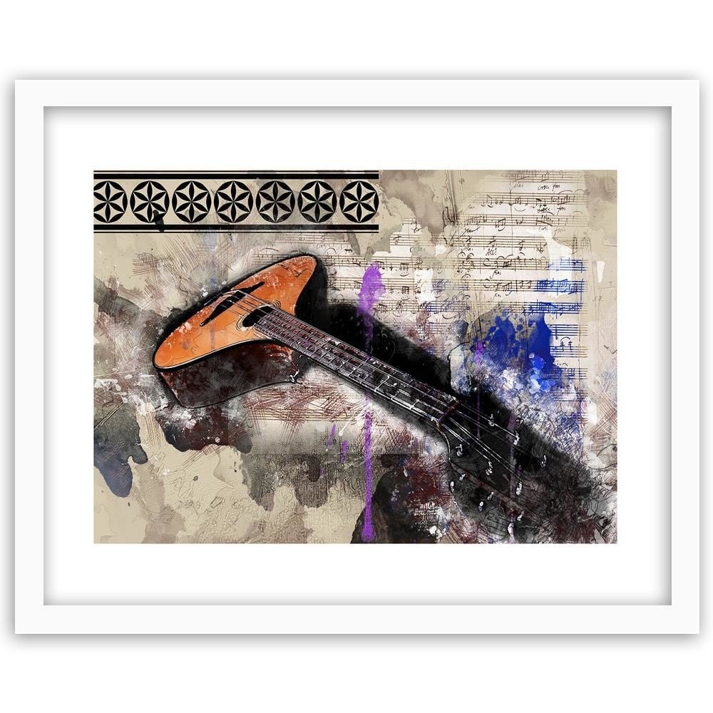Glezna baltā rāmī - Guitar Abstraction Home Trends DECO