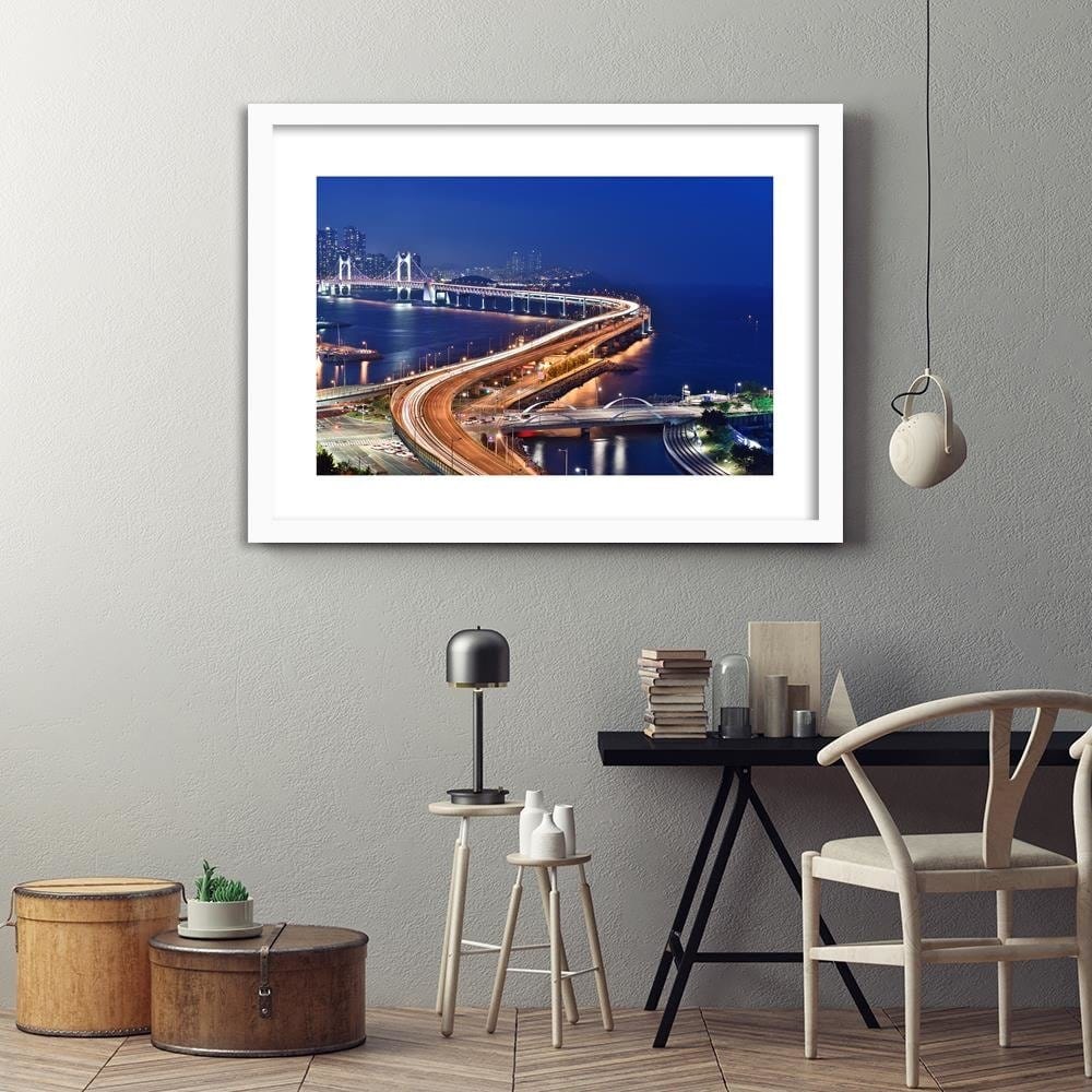 Glezna baltā rāmī - Gwangan Bridge In South Korea Home Trends DECO