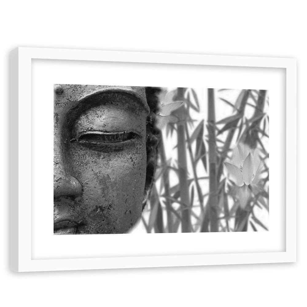Glezna baltā rāmī - Half Face Of Buddha Home Trends DECO
