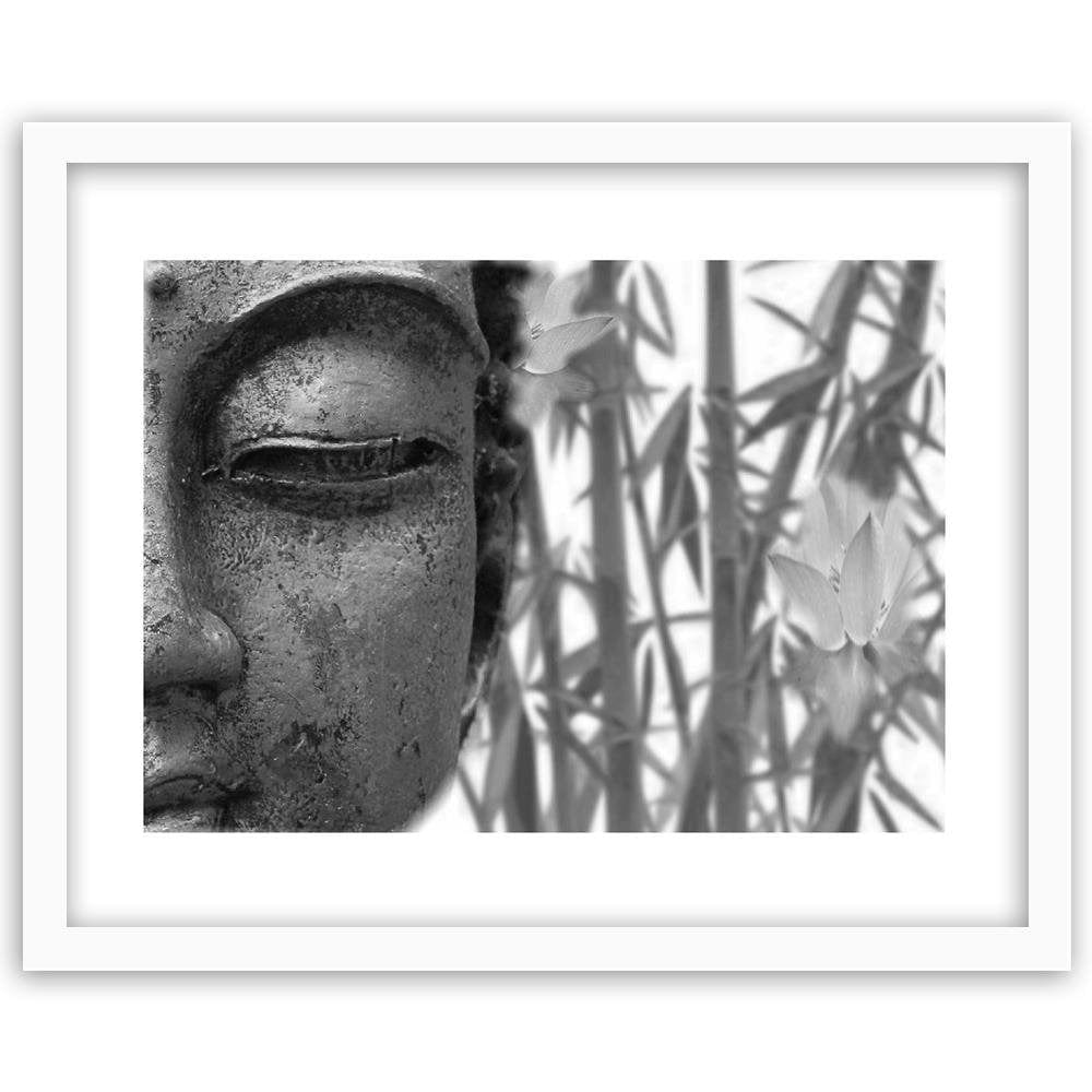 Glezna baltā rāmī - Half Face Of Buddha Home Trends DECO