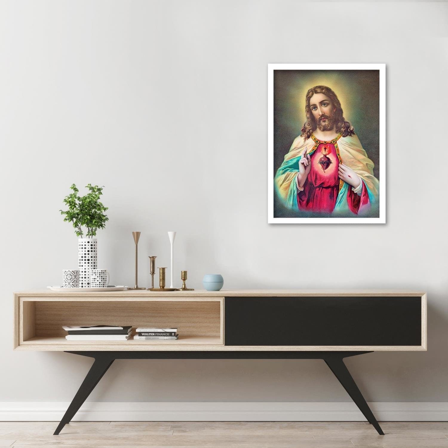 Glezna baltā rāmī - Heart Of Jesus Christ Home Trends DECO