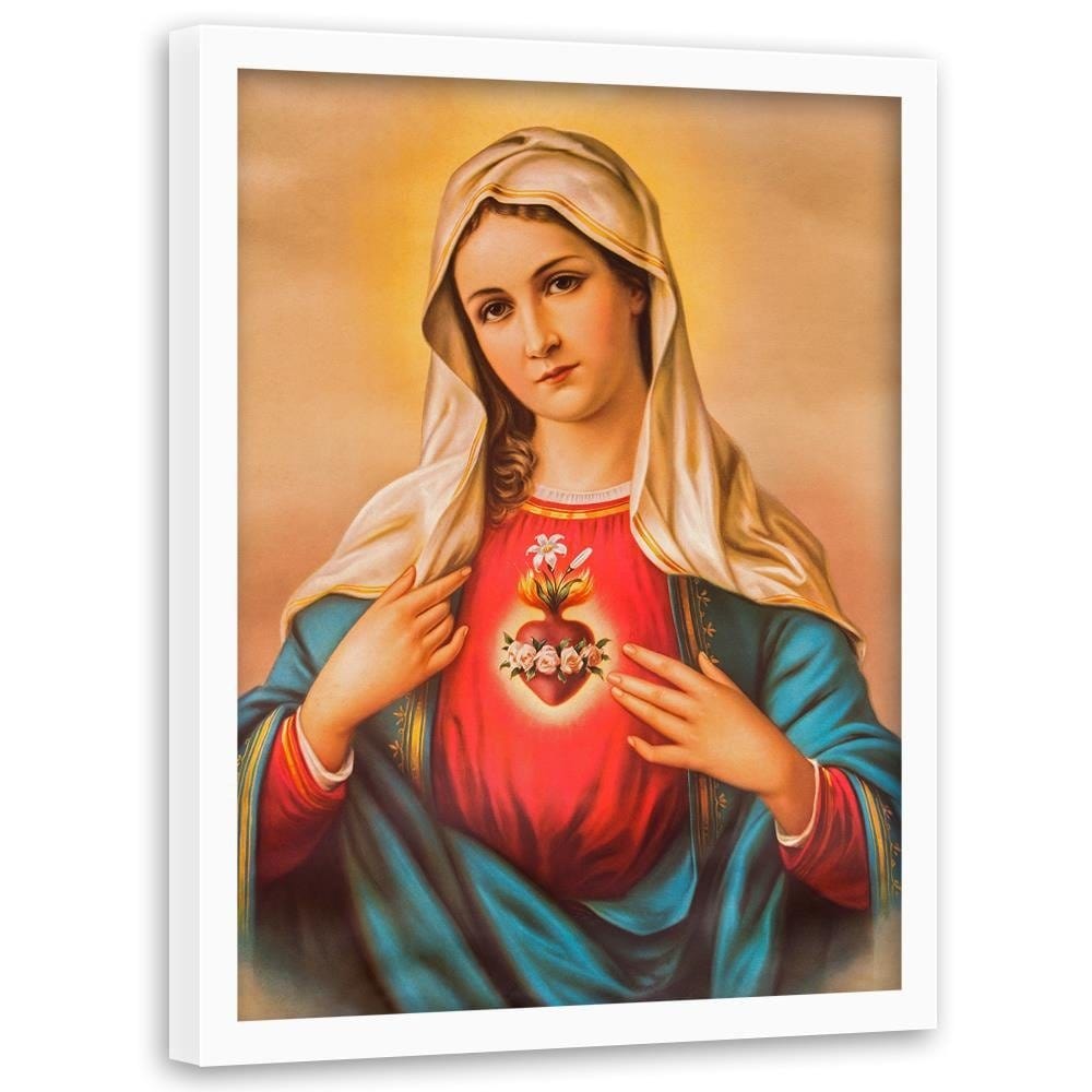 Glezna baltā rāmī - Heart Of The Virgin Mary  Home Trends DECO