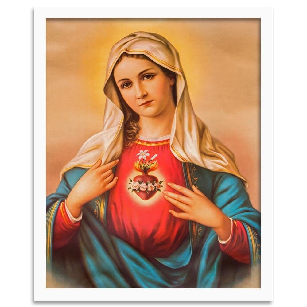 Glezna baltā rāmī - Heart Of The Virgin Mary  Home Trends DECO