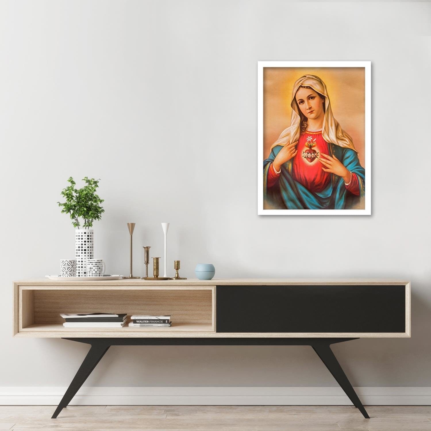 Glezna baltā rāmī - Heart Of The Virgin Mary Home Trends DECO