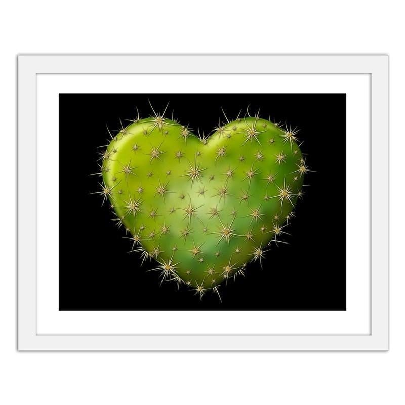 Glezna baltā rāmī - Heart with spikes - black background Home Trends DECO
