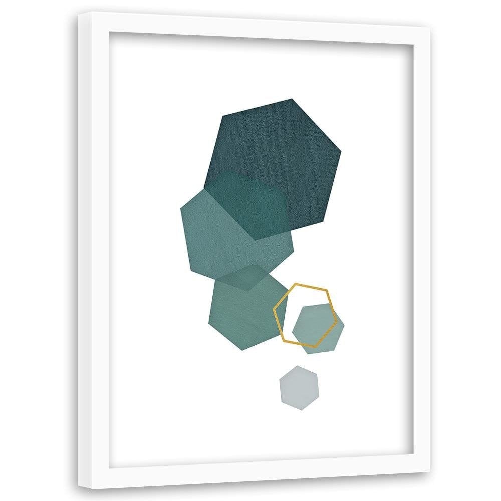 Glezna baltā rāmī - Hexagons 2  Home Trends DECO