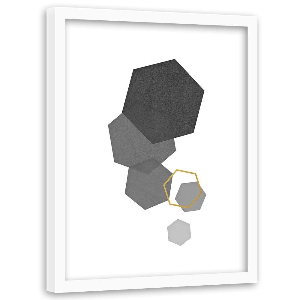 Glezna baltā rāmī - Hexagons 3  Home Trends DECO