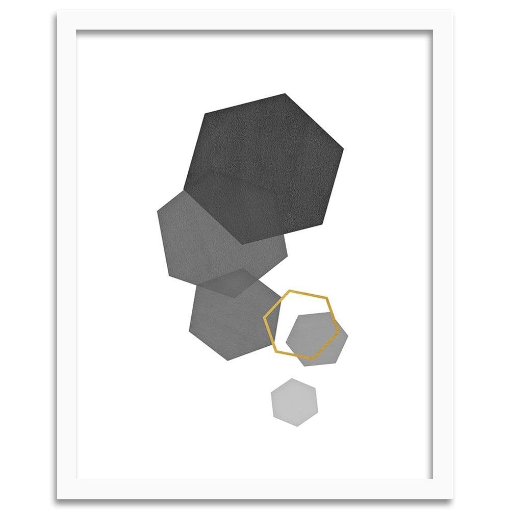 Glezna baltā rāmī - Hexagons 3  Home Trends DECO