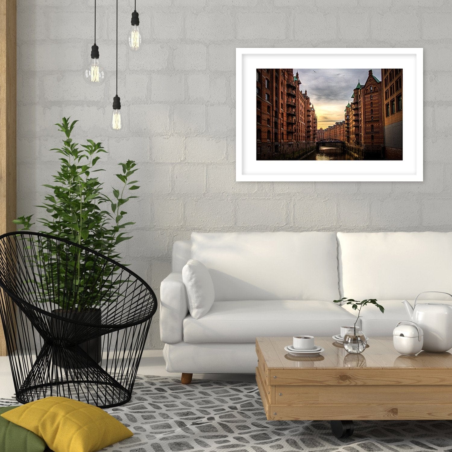 Glezna baltā rāmī - Historic Town  Home Trends DECO