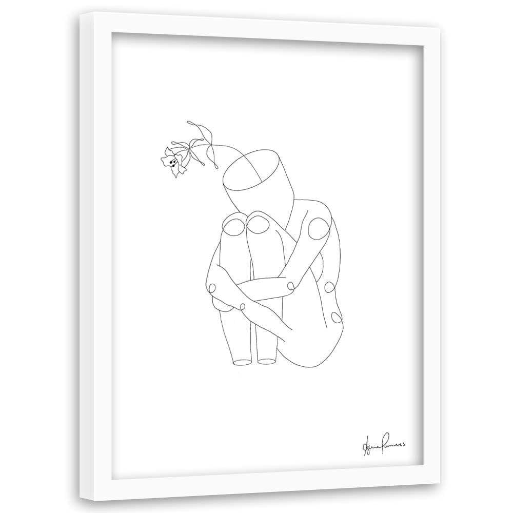 Glezna baltā rāmī - Human In The Flowers Home Trends DECO