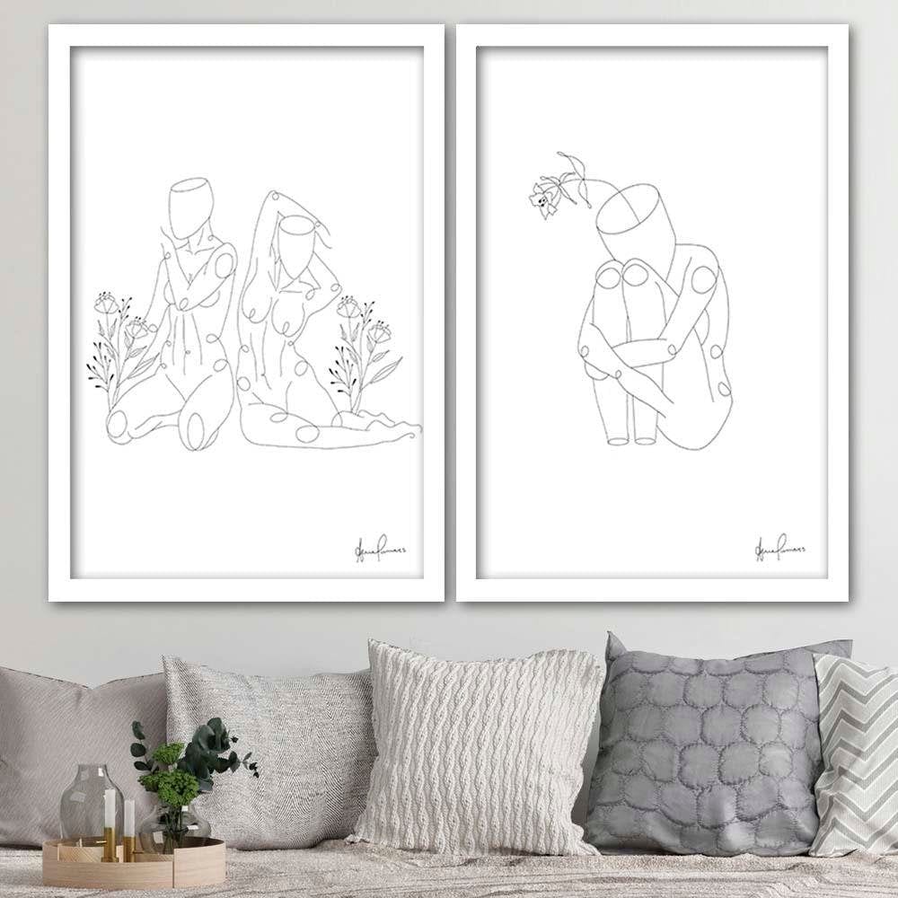 Glezna baltā rāmī - Human In The Flowers Home Trends DECO