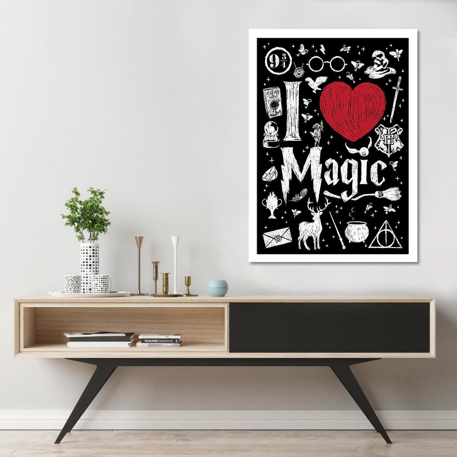 Glezna baltā rāmī - I Love Magic Image Black And White  Home Trends DECO