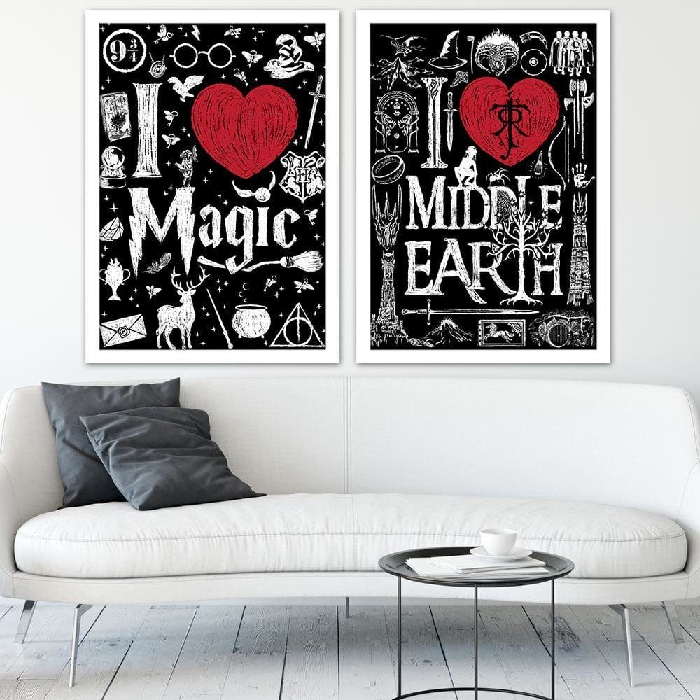 Glezna baltā rāmī - I Love Magic Image Black And White  Home Trends DECO