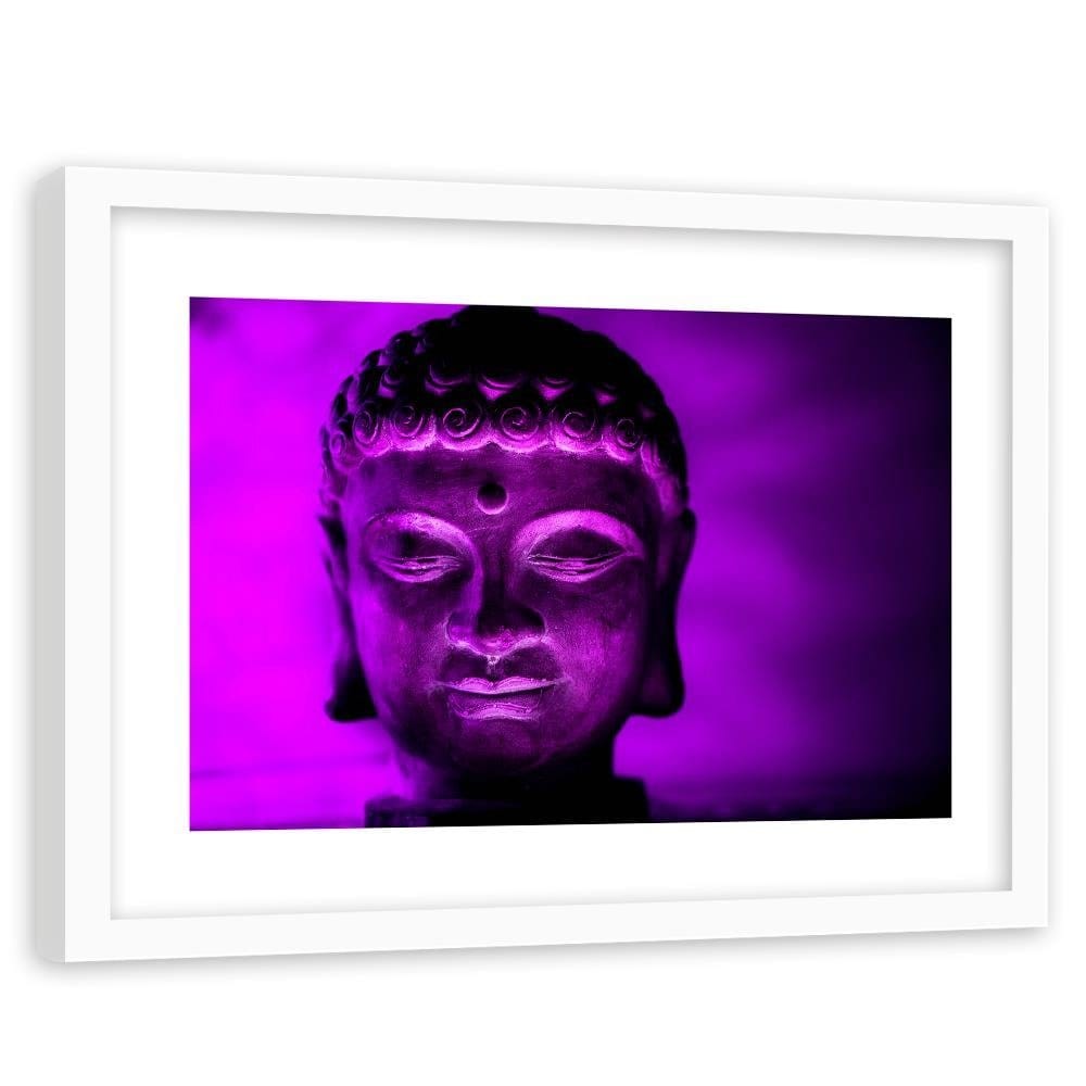 Glezna baltā rāmī - Illuminated Buddha Head Home Trends DECO