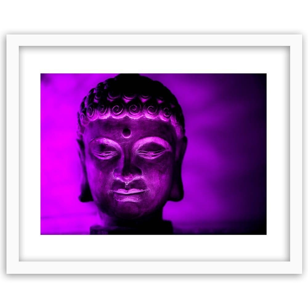 Glezna baltā rāmī - Illuminated Buddha Head Home Trends DECO