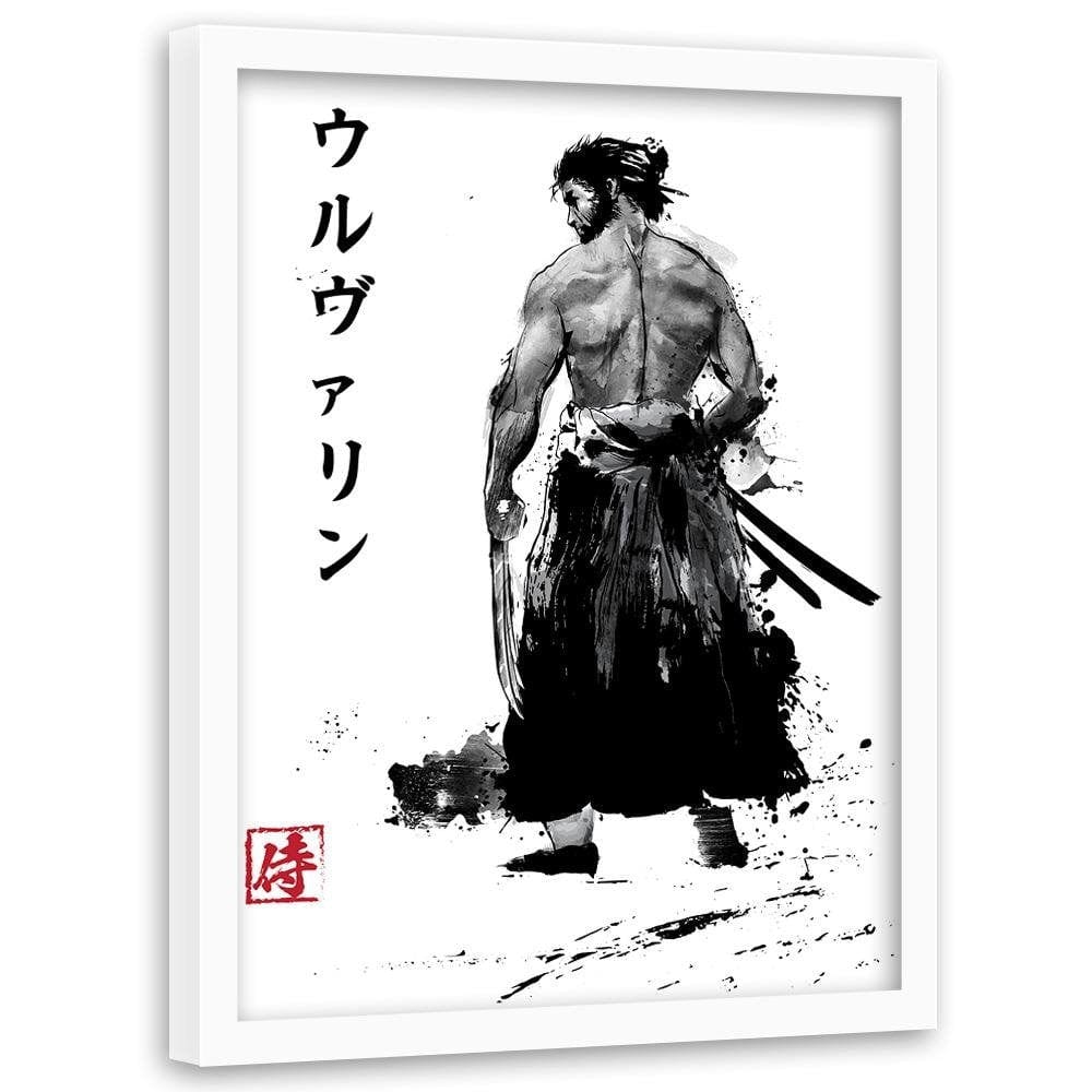 Glezna baltā rāmī - Immortal Samurai Black And White  Home Trends DECO