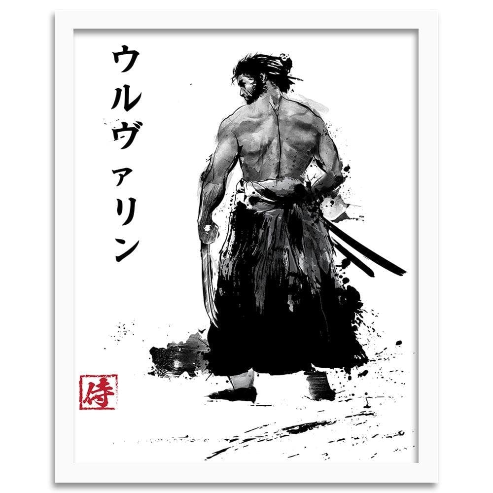 Glezna baltā rāmī - Immortal Samurai Black And White  Home Trends DECO