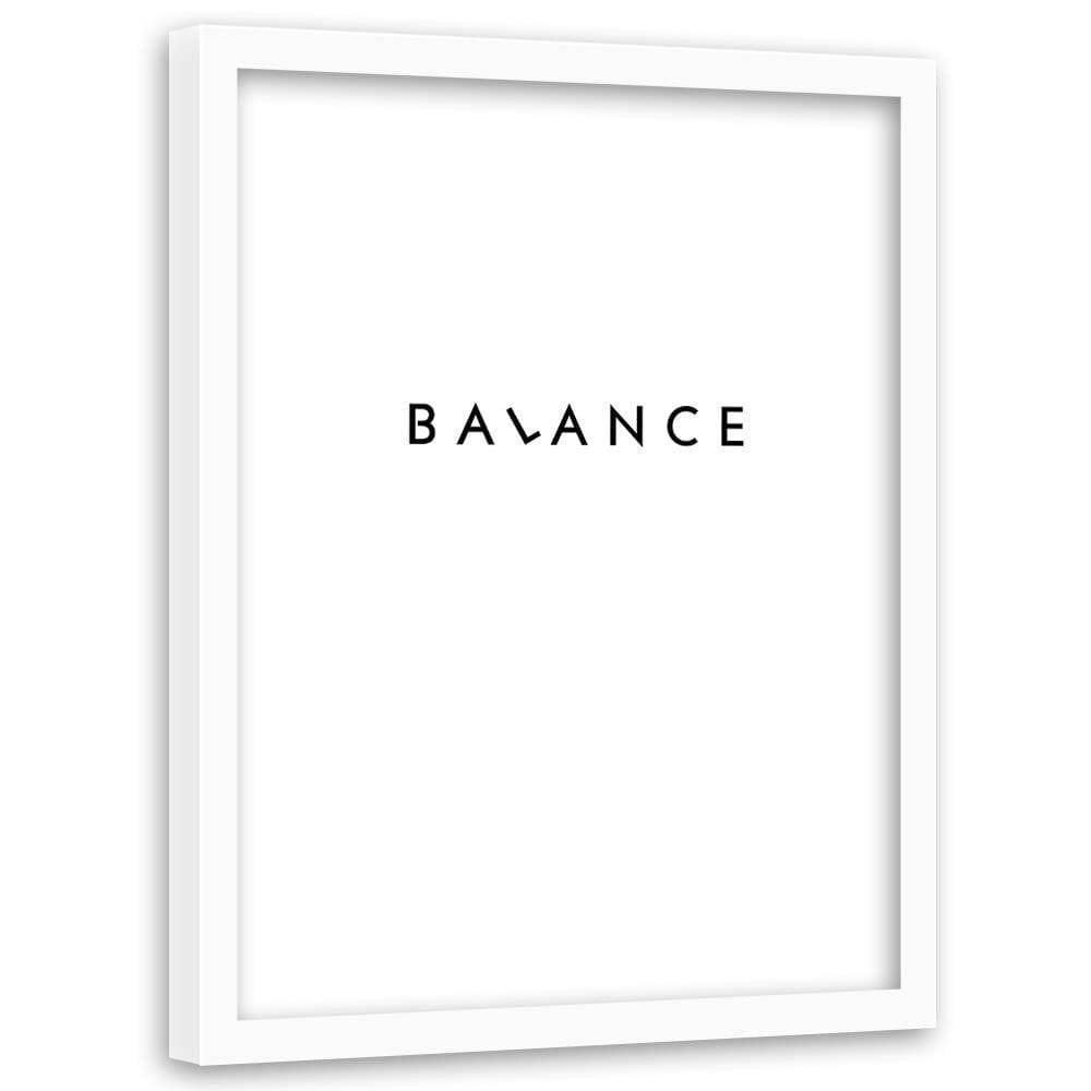 Glezna baltā rāmī - Inscription Balance Home Trends DECO