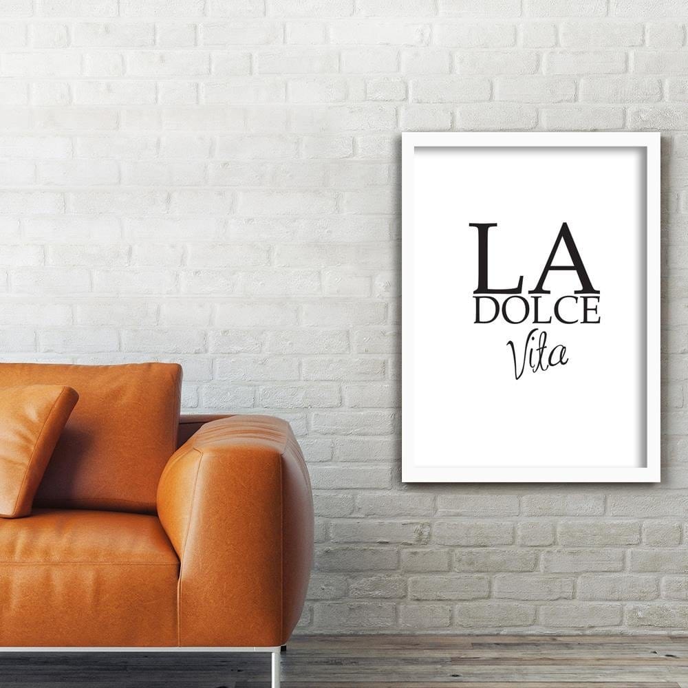 Glezna baltā rāmī - Inscription Beautiful Life Home Trends DECO