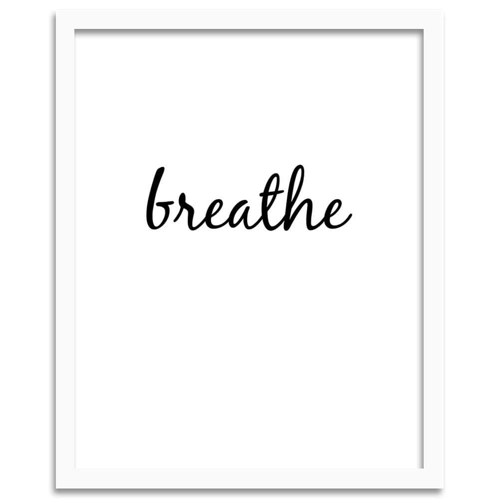 Glezna baltā rāmī - Inscription Breathe Home Trends DECO