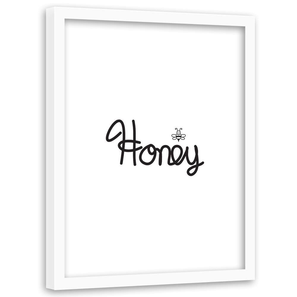 Glezna baltā rāmī - Inscription Honey Home Trends DECO