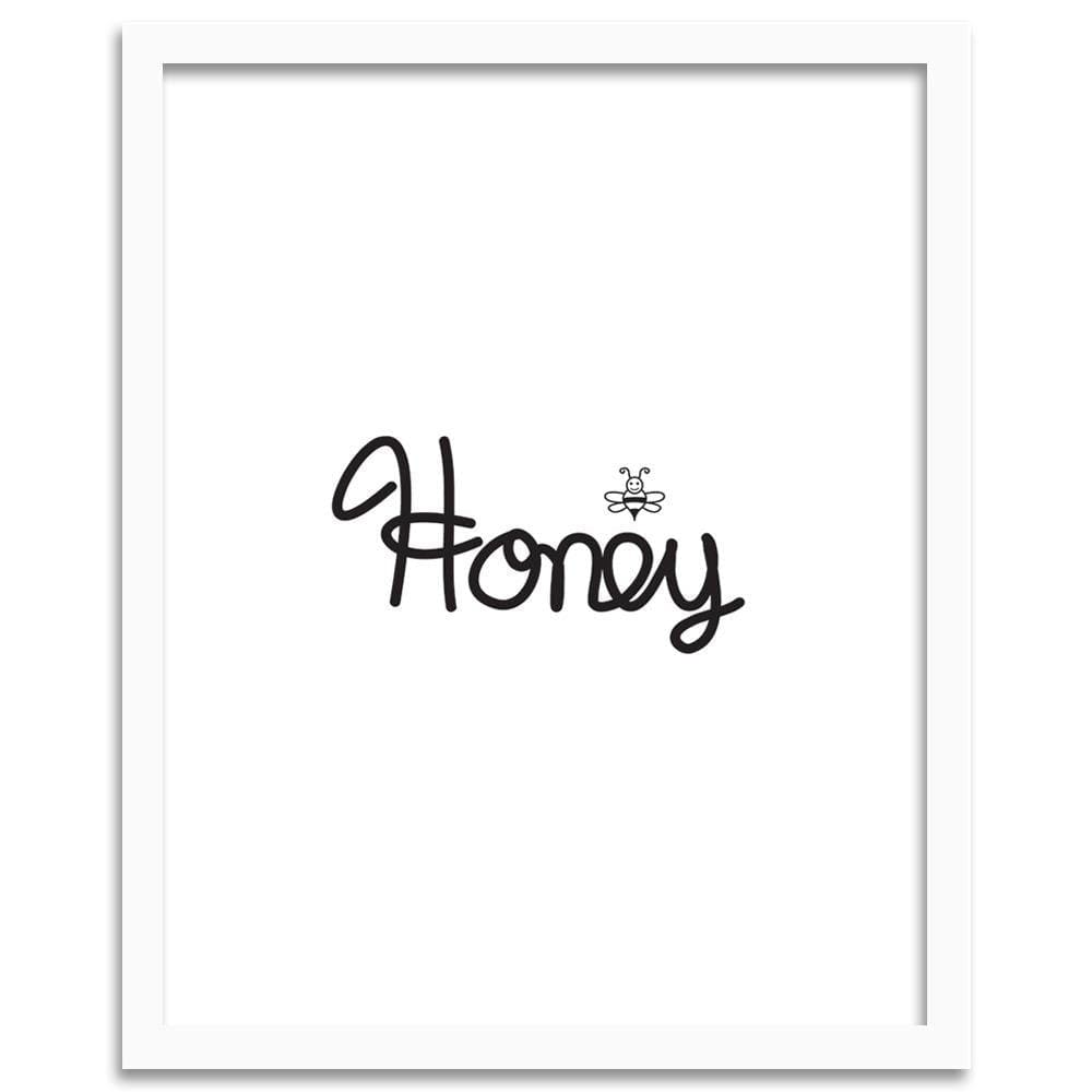 Glezna baltā rāmī - Inscription Honey Home Trends DECO