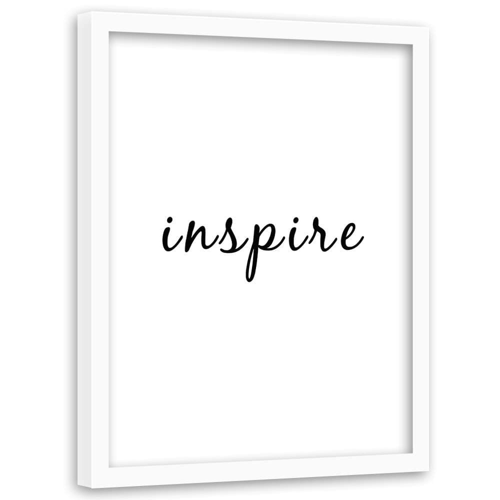 Glezna baltā rāmī - Inscription Inspire Home Trends DECO