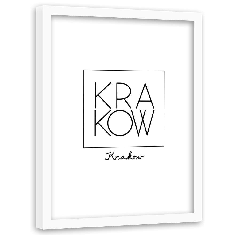Glezna baltā rāmī - Inscription Krakow Home Trends DECO