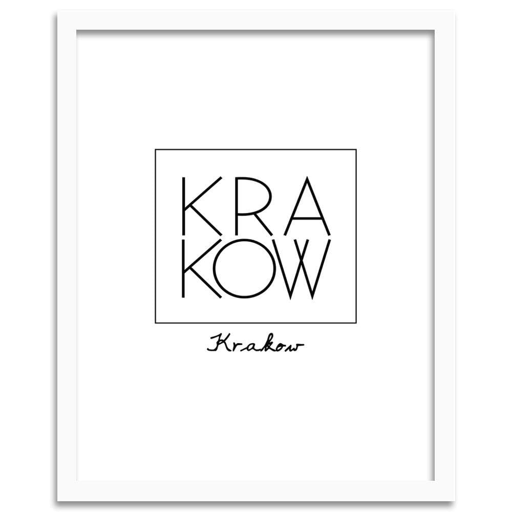 Glezna baltā rāmī - Inscription Krakow Home Trends DECO