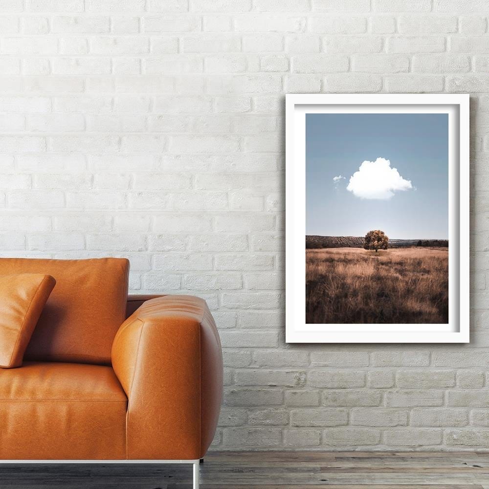 Glezna baltā rāmī - Isolated Tree And Clouds Home Trends DECO