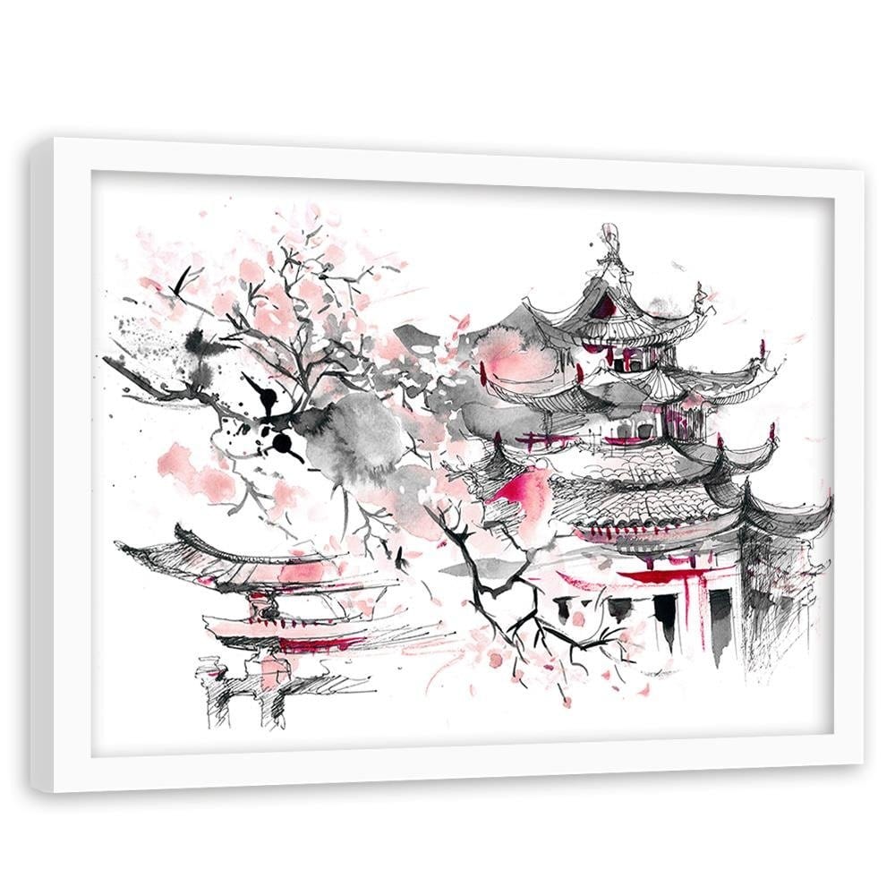 Glezna baltā rāmī - Japan Art Home Trends DECO