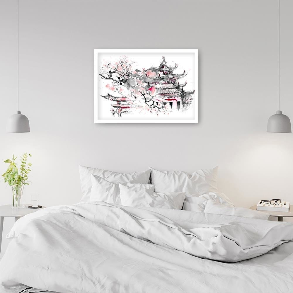 Glezna baltā rāmī - Japan Art Home Trends DECO