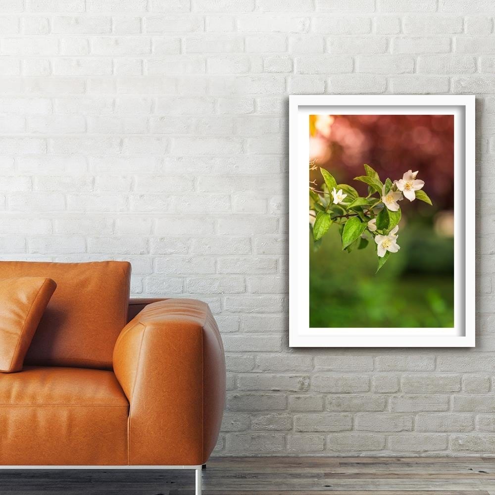 Glezna baltā rāmī - Jasmine Flowers  Home Trends DECO