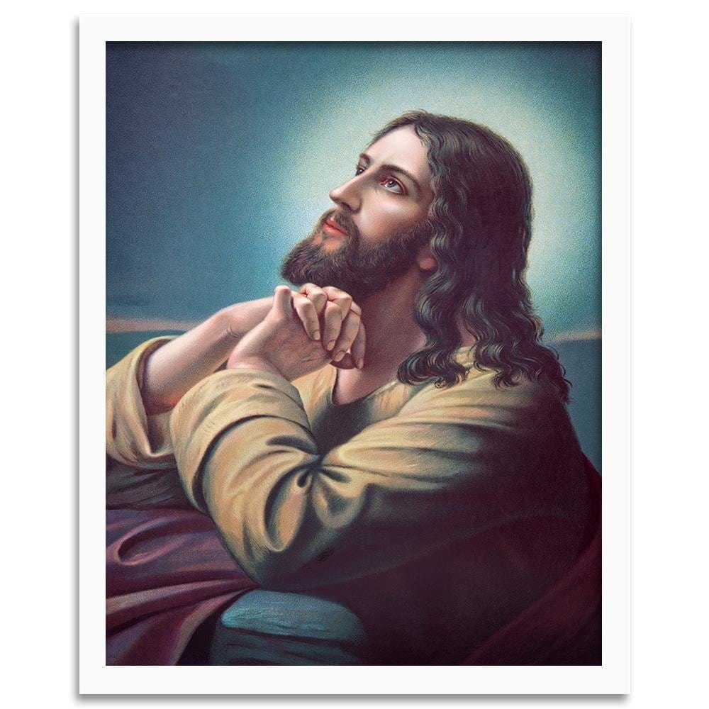 Glezna baltā rāmī - Jesus Praying  Home Trends DECO