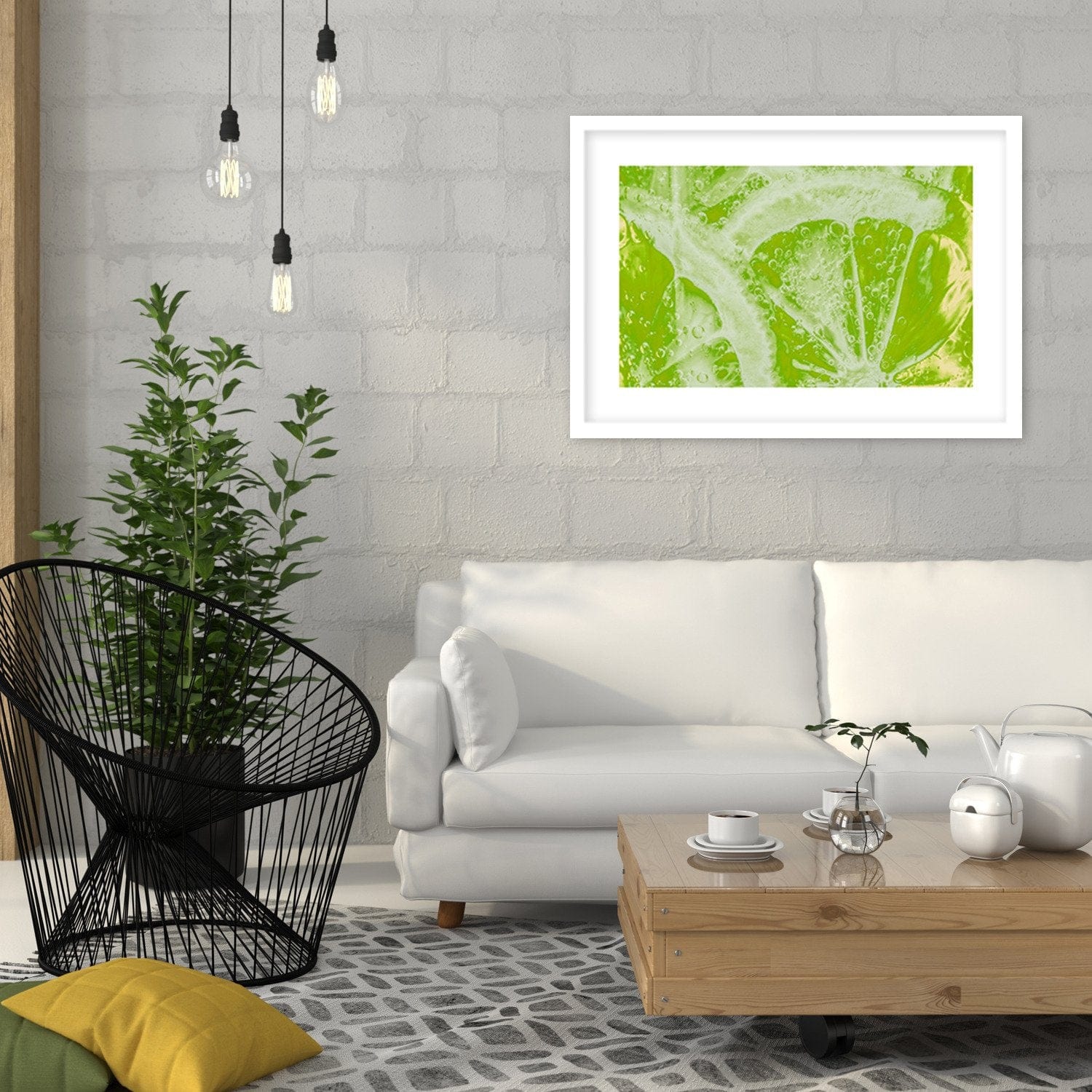 Glezna baltā rāmī - Juicy Lime Home Trends DECO