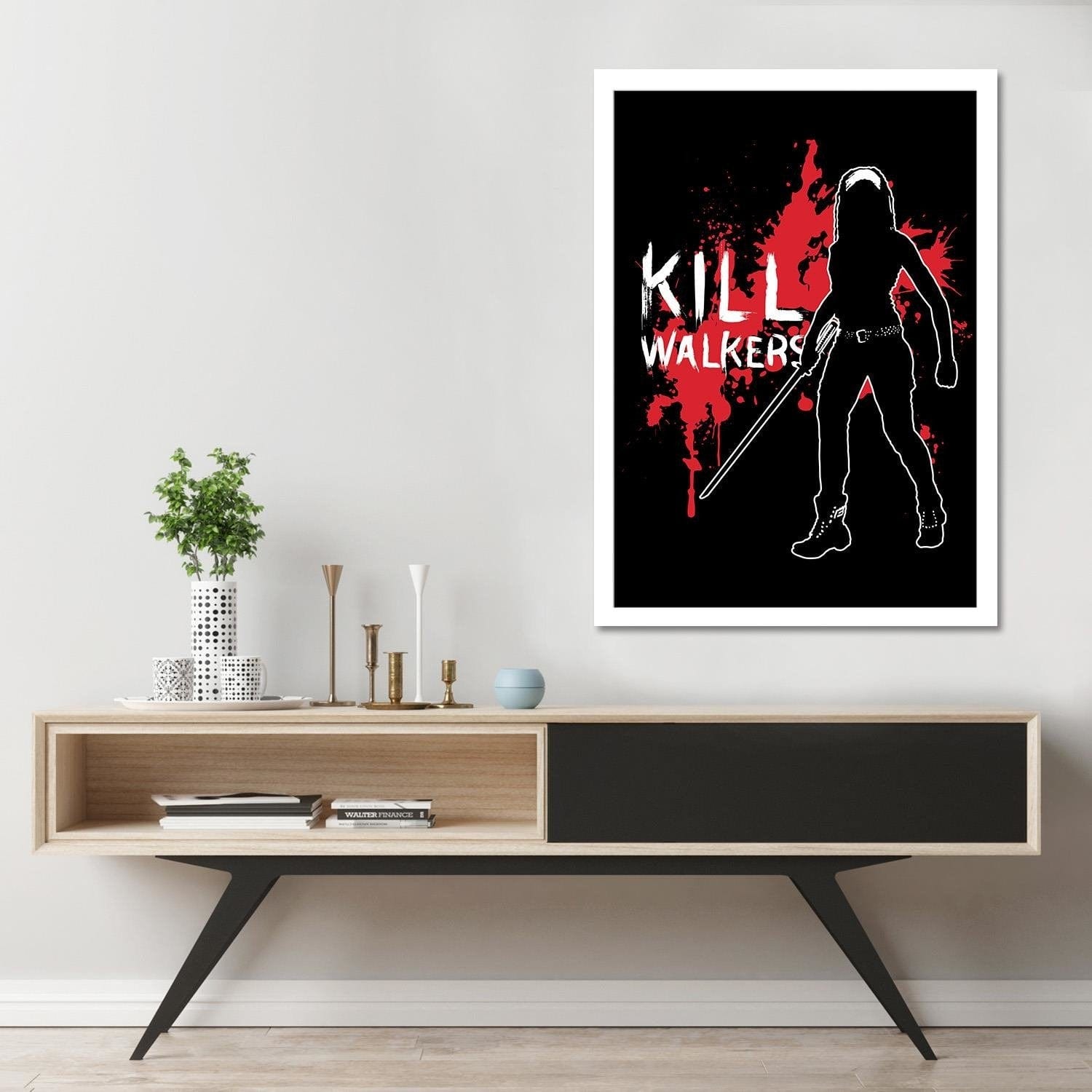 Glezna baltā rāmī - Kill Walkers Image Black And White  Home Trends DECO
