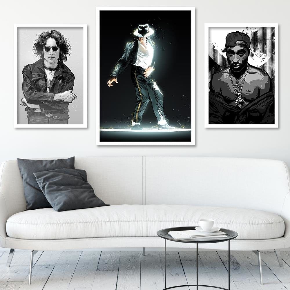 Glezna baltā rāmī - King Of Pop Icon Black  Home Trends DECO