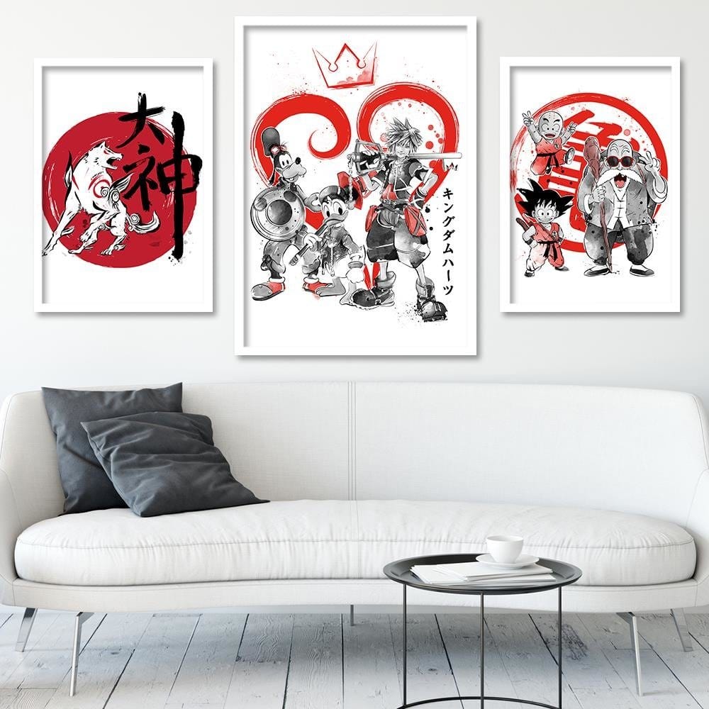 Glezna baltā rāmī - Kingdom Japan Art Red  Home Trends DECO